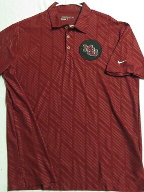Sz L BULLDOGS Maroon Nike Dri-Fit Men's db #807 Polo Shirt